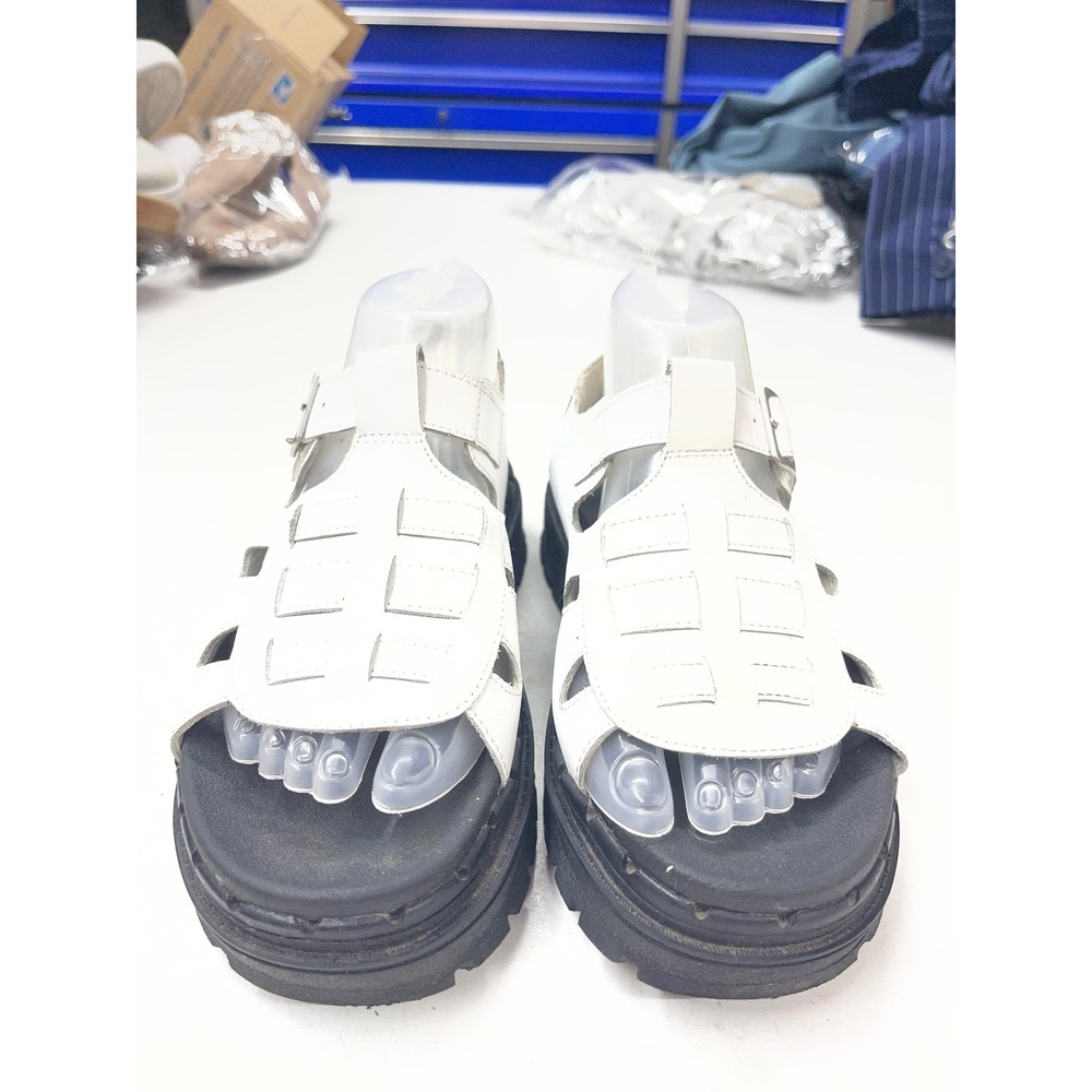 Skechers Jammers White Leather Platform Fisherman Sandals 57323 womens 6